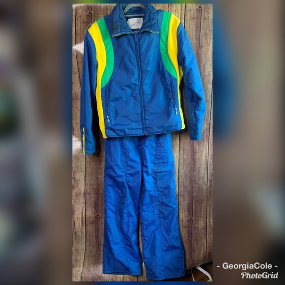 VTG Swing West Blue Two Piece Ski Suit - Picture 2 of 8